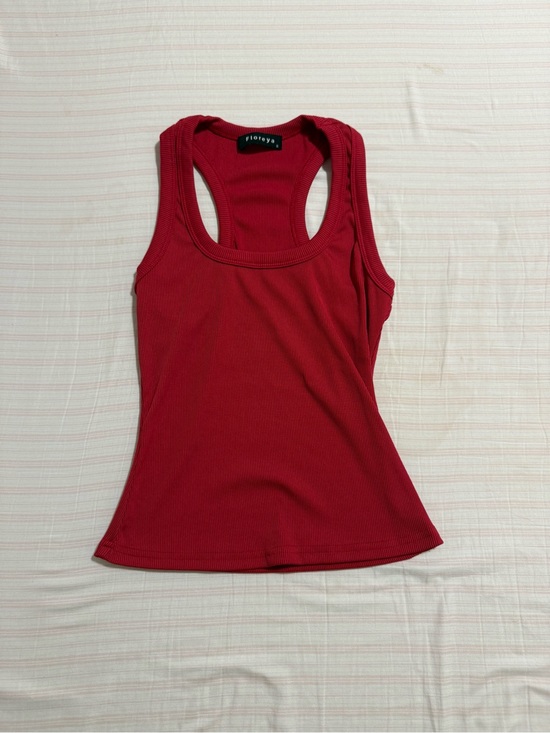 Tops - Floreya Red Ribbed Racerback Tank Top